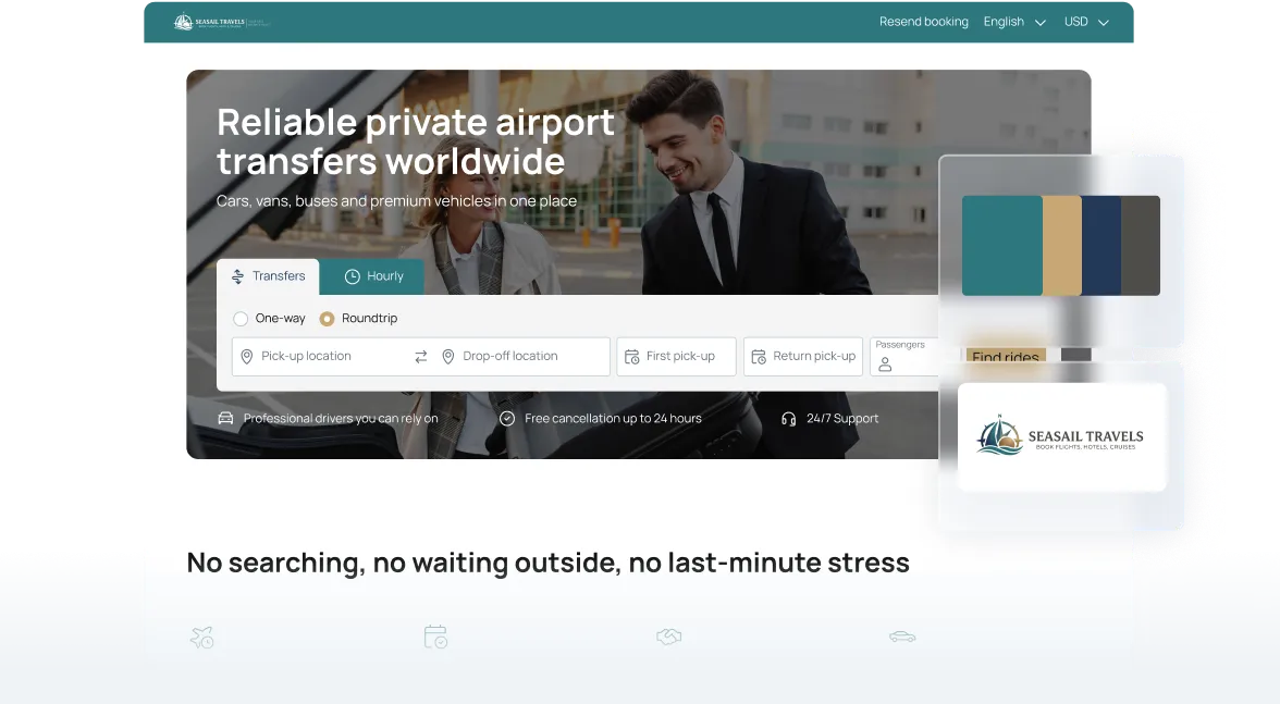 White-label booking experience preview